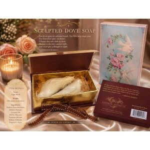 Victorian Trading Co Sculpted Dove Soap Set 2pc in Decorative Gift‎ Box Cream